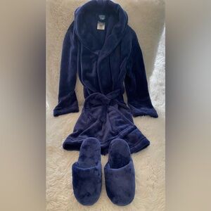 Max & Olivia Little Boys Robe and Slipper, 2 Piece Set, Navy, Size 6/7